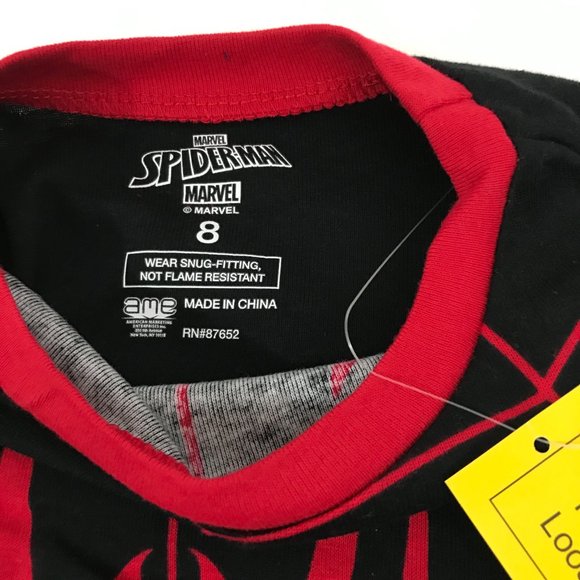 Boys 2 Cotton Spiderman Pajama Sets Size: 8 - Picture 6 of 7